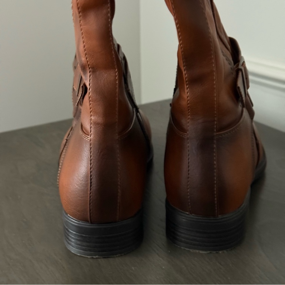 De Blossom Cognac Leather Knee-High Boots Size 9 - Picture 10 of 12